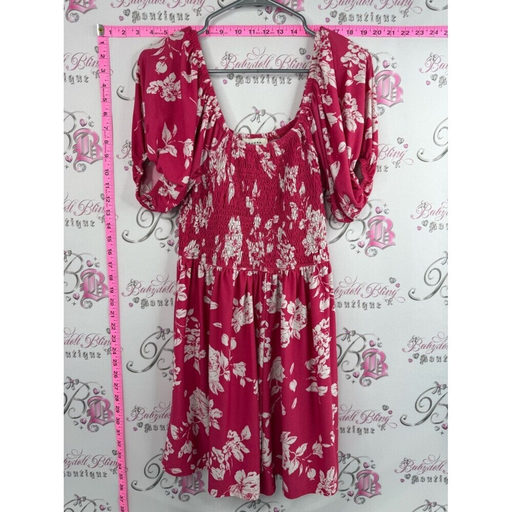 Majora dress floral flowers Flutter Sleeve Pink Floral Smocked Midi Dress